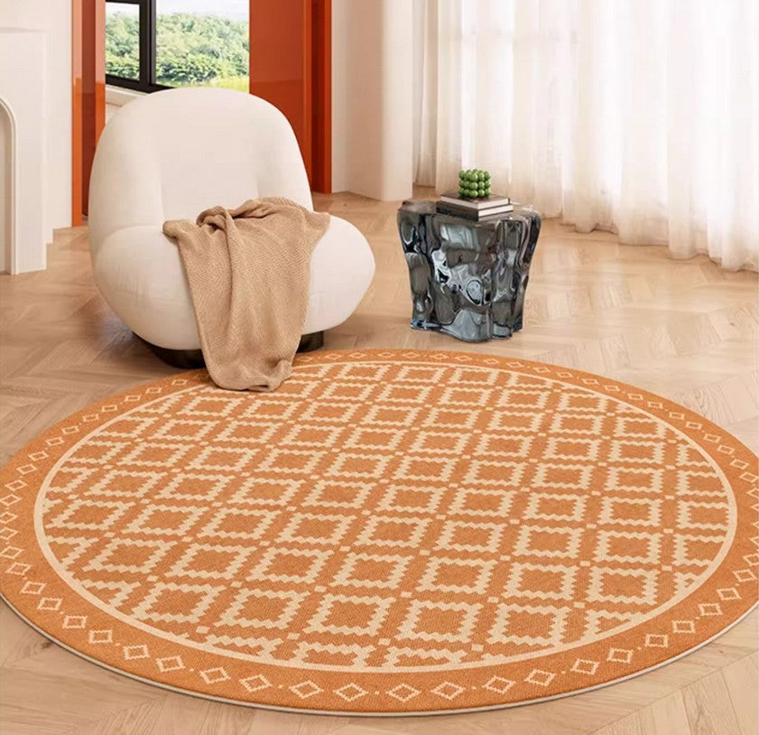 Abstract Modern Area Rugs for Bedroom, Contemporary Modern Rug for Living Room, Geometric Round Rugs for Dining Room, Circular Modern Rugs under Chairs