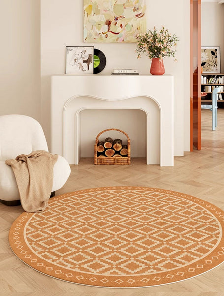 Abstract Modern Area Rugs for Bedroom, Contemporary Modern Rug for Living Room, Geometric Round Rugs for Dining Room, Circular Modern Rugs under Chairs