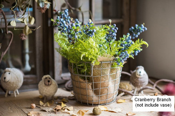 Simple Artificial Flowers for Home Decoration, Flower Arrangement Ideas for Living Room, Blue Cranberry Fruit Branch, Spring Artificial Floral for Bedroom-HomePaintingDecor