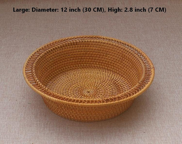 Rattan Small Storage Baskets, Round Storage Basket for Pantry, Kitchen Storage Baskets, Storage Basket for Dining Room-HomePaintingDecor