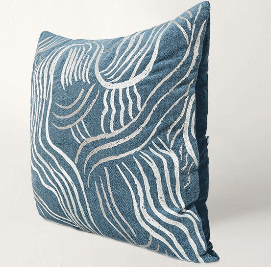 Blue Modern Sofa Pillow, Modern Throw Pillows, Modern Throw Pillow for Couch, Blue Decorative Pillow, Throw Pillow for Living Room-HomePaintingDecor