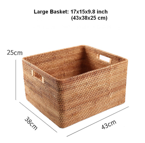 Extra Large Woven Baskets for Living Room, Storage Baskets for Clothes, Storage Baskets for Kitchen, Rectangular Storage Basket for Bedroom, Storage Baskets for Shelves-HomePaintingDecor