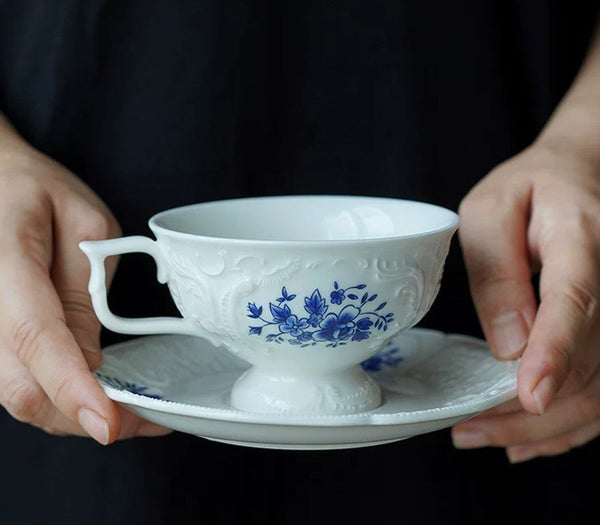 Vintage Tea Cup Set, Modern Ceramic Cup, Porcelain Coffee Saucer, Traditional Ceramic Tea Cup with Saucer, Afternoon Tea Saucer Set, Coffee Gift Box Set-HomePaintingDecor
