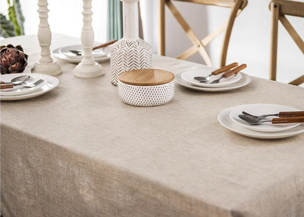 Cotton and Linen Tablecloth for Home Decoration, Large Rectangle Table Cover for Dining Room Table, Modern Table Cloth, Square Tablecloth for Round Table-HomePaintingDecor