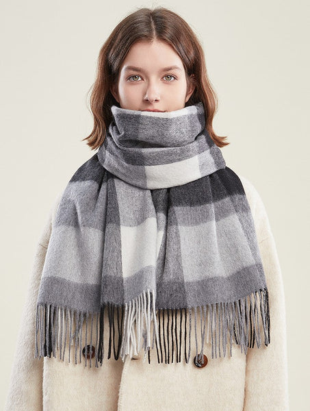 Soft Wool Scarf for women, Wool Scarf for Women, Plaid Winter Shawl, Christmas Holiday Gift, Evening Wrap, Large Winter Shawl, Elegant Shawl, Warm Cape, Winter Scarves-HomePaintingDecor