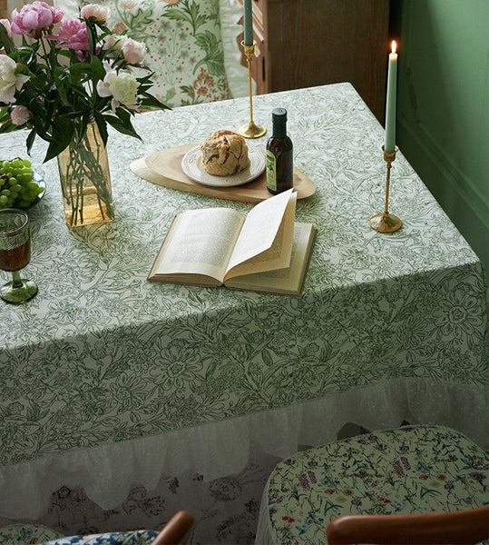 Natural Spring Farmhouse Table Cloth, Extra Large Rectangle Tablecloth for Dining Room Table, Flower Pattern Cotton Tablecloth, Square Tablecloth for Round Table-HomePaintingDecor