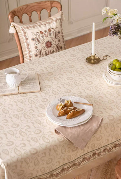 Kitchen Table Cover, Flower Tablecloth for Round Table, Elegant Table Cover for Dining Room Table, Modern Rectangle Tablecloth for Oval Table-HomePaintingDecor