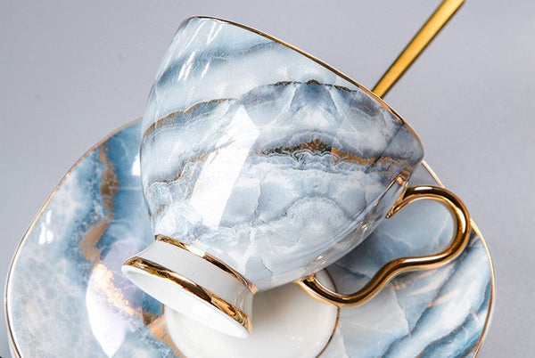 Unique Tea Cups and Saucers in Gift Box as Birthday Gift, Elegant Ceramic Coffee Cups, Beautiful British Tea Cups, Royal Bone China Porcelain Tea Cup Set-HomePaintingDecor