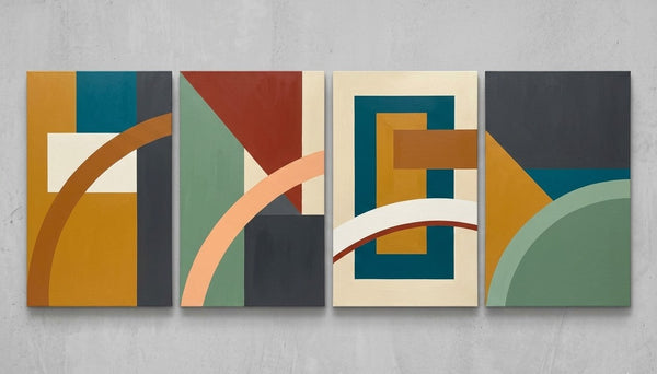 Colorful Abstact Art, Original Canvas Wall Art for Living Room, Geometric Modern Painting-HomePaintingDecor
