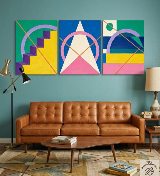 Modern Paintings for Living Room, Multi Panel Canvas Art, Large Group Paintings, Geometric Abstract Paintings-HomePaintingDecor