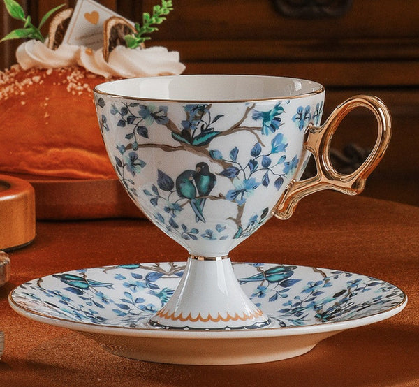 Ceramic Tea Cup and Saucer in Gift Box, British Tea Cup set, Elegant Ceramic Coffee Cups, Creative Porcelain Tea Cup Set and Saucer-HomePaintingDecor