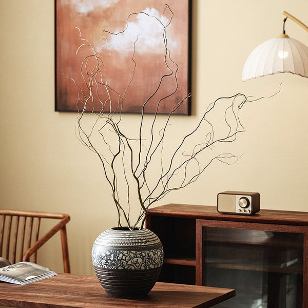 Large Pottery Flower Vases Urn, Centerpiece on Dining Table, Flower Vase on Table, Handmade Water Holding Flower Vases, Modern Bouquet Vases-HomePaintingDecor