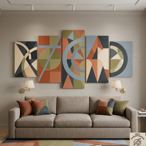 Large Canvas Paintings for Living Room, Geometric Modern Art, Contemporary Abstract Painting, Hand Painted Acrylic Artwork-HomePaintingDecor