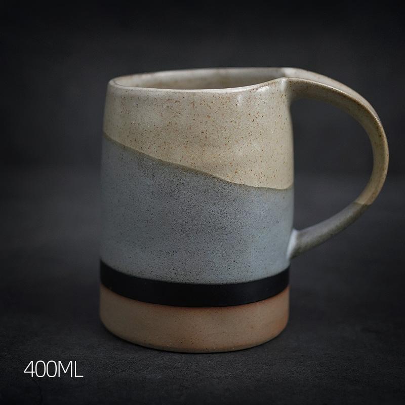 Black Pottery Coffee Cup, Ceramic Coffee Mug, Latte Coffee Cup, Handmade Coffee Cup, Large Tea Cup-HomePaintingDecor