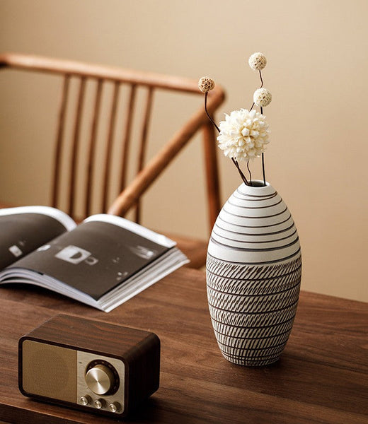 Modern Bouquet Flower Vases, Centerpiece on Dining Table, Large Flower Vase on Table, Handmade Pottery Flower Vases Urn, Water Holding Flower Vases-HomePaintingDecor