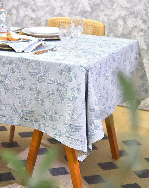 Large Rectangle Table Covers for Dining Room Table, Square Tablecloth for Round Table,Monstera Leaf Modern Table Cloths for Kitchen, Simple Contemporary Cotton Tablecloth-HomePaintingDecor