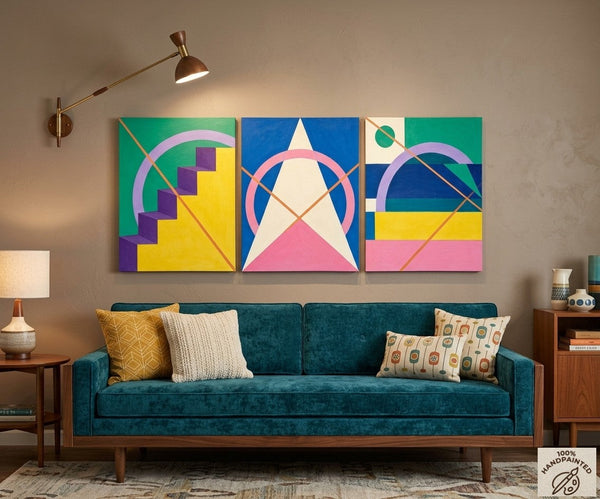 Modern Paintings for Living Room, Multi Panel Canvas Art, Large Group Paintings, Geometric Abstract Paintings-HomePaintingDecor