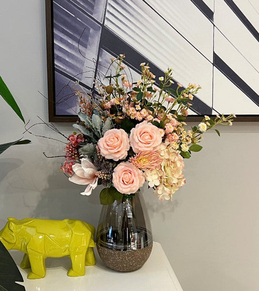 Simple Modern Artificial Floral Arrangement for Bedroom, Large Bunch of Autumn Flowers Arrangement Interior Design, Beautiful Faux Silk Floral Bouquet Table Centerpiece-HomePaintingDecor