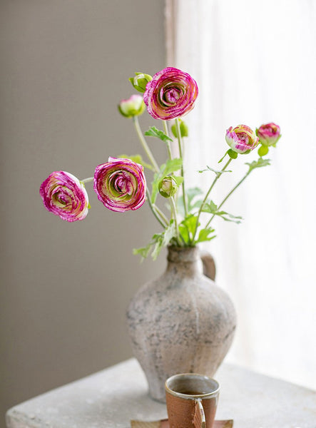 Flower Arrangement Ideas for Dining Room Table, Ranunculus Asiaticus Flowers, Simple Modern Floral Arrangement Ideas for Home Decoration, Spring Artificial Floral for Bedroom-HomePaintingDecor