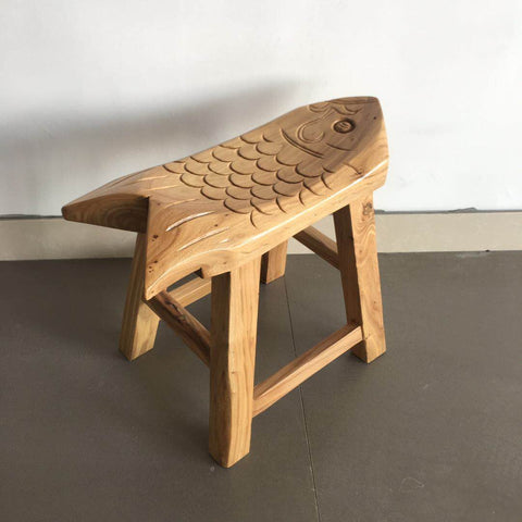 Handmade Solid Wood low Stool, Creative Shoe-changing Stool, Old Elm Wood Stool, Children's Wooden Stool, Sofa Stool, Dining Table Stool-HomePaintingDecor