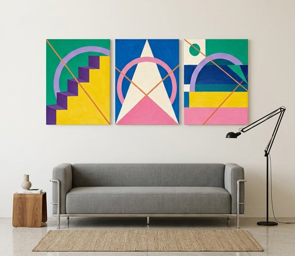 Modern Paintings for Living Room, Multi Panel Canvas Art, Large Group Paintings, Geometric Abstract Paintings-HomePaintingDecor