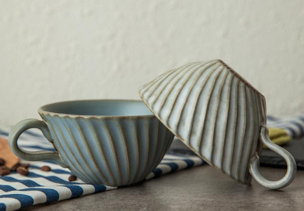 Green Pottery Coffee Cups, Breakfast Milk Cup, Latte Coffee Cup, Ceramic Coffee Cup, Cappuccino Coffee Mug, Coffee Cup and Saucer Set-HomePaintingDecor