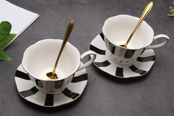 Elegant Ceramic Coffee Cups, Beautiful British Tea Cups, Unique Porcelain Cup and Saucer, Creative Porcelain Tea Cup Set-HomePaintingDecor