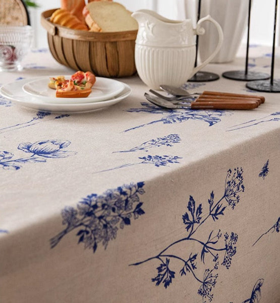 Dining Room Flower Table Cloths, Large Rectangular Table Covers for Kitchen, Farmhouse Table Cloth, Wedding Tablecloth, Square Tablecloth for Oval Table-HomePaintingDecor
