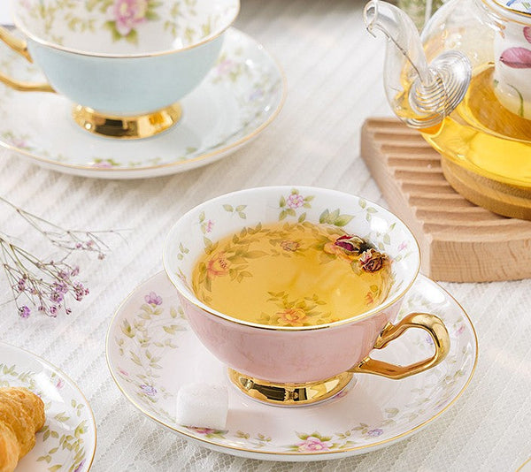 Elegant Ceramic Coffee Cups, Beautiful British Tea Cups, Unique Traditional Afternoon Tea Cup and Saucer in Gift Box, Royal Porcelain Tea Cup Set-HomePaintingDecor