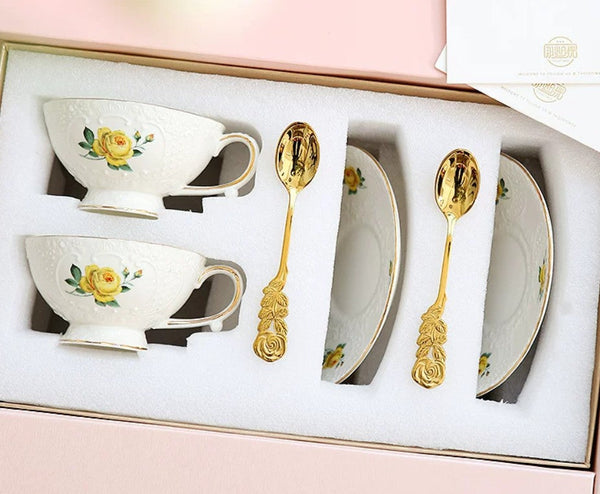 Tea Cup Set, Vintage Tea Cup Set, Modern Ceramic Cups, Ceramic Tea Cup with Saucer, European Tea Cup Set, Porcelain Tea Cups, Floral Tea Cup Set, Classic British Tea Cups, Elegant Tea Cup With Saucer-HomePaintingDecor