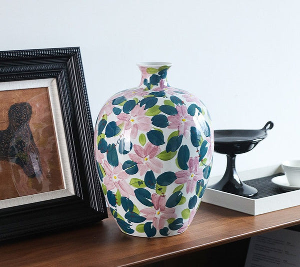 Unique Handmade Modern Flower Vase, Large Porcelain Vases for Modern Home Decor, Centerpiece Ceramic Bouquet Vases, Contemporary Vases on Dining Table-HomePaintingDecor