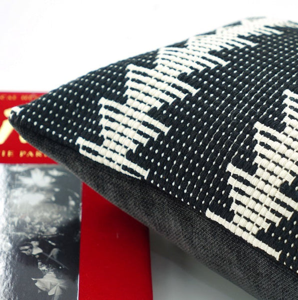 Large Modern Sofa Pillow Covers, Black and White Pattern Contemporary Square Modern Throw Pillows for Couch, Simple Throw Pillow for Interior Design-HomePaintingDecor