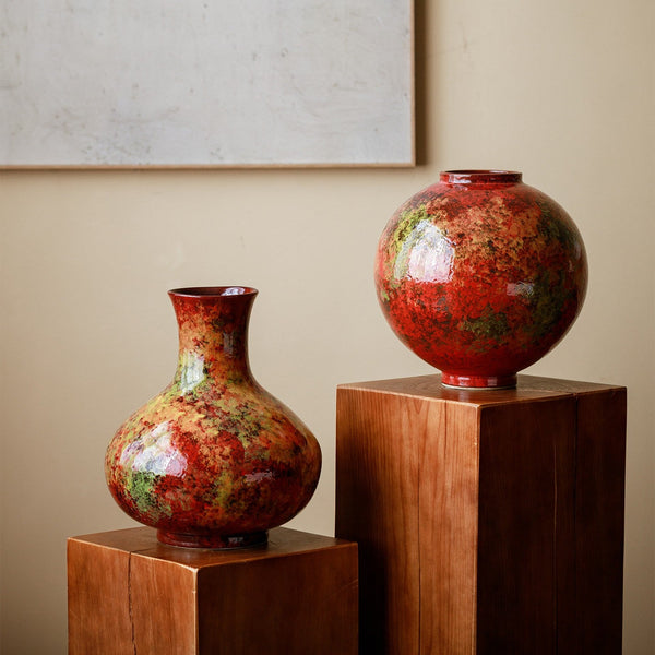 Large Pottery Flower Vases, Handmade Water Holding Flower Vases, Modern Bouquet Flower Vases, Centerpiece on Dining Table, Flower Vase on Table-HomePaintingDecor