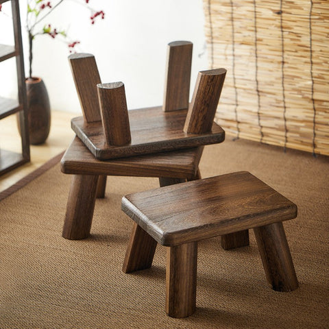 Dining Table Stool, Shoe-changing Stool, Solid Wood low Stool, Paulownia Wood Stool, Children's Wooden Stool, Sofa Stool-HomePaintingDecor