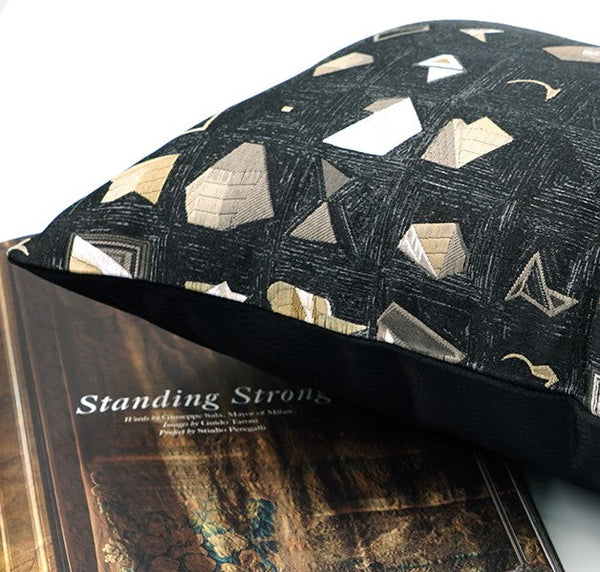 Abstract Black Decorative Throw Pillows, Geometric Contemporary Square Modern Throw Pillows for Couch, Large Simple Throw Pillow for Interior Design-HomePaintingDecor