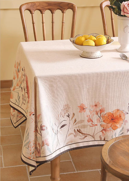 Spring Flower Rustic Table Cover, Rectangle Tablecloth for Dining Table, Extra Large Modern Tablecloth, Square Linen Tablecloth for Coffee Table-HomePaintingDecor