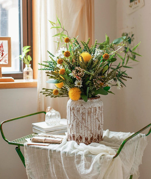 Beautiful Modern Artificial Flowers for Dining Room Table, Dandelion, Wheat Branch, Eucalyptus Globulus, Unique Flower Arrangement for Home Decoration-HomePaintingDecor
