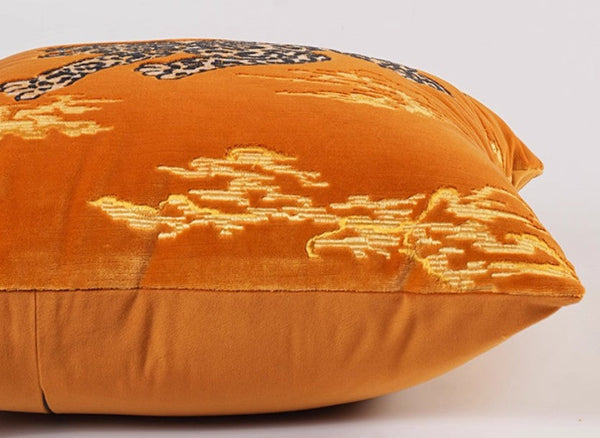 Contemporary Modern Sofa Pillows, Yellow Embroidery Tiger Pattern Pillows for Couch, Decorative Throw Pillows for Bedroom, Large Modern Sofa Pillow for Living Room-HomePaintingDecor