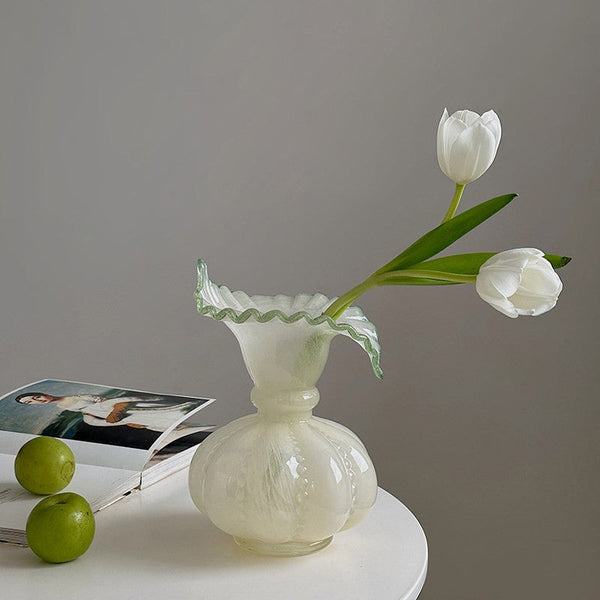 Modern Glass Flower Vases, Handmade Glass Bud Vases, Water Holding Flower Vases, Flower Vases on Table, Small Flower Vase-HomePaintingDecor