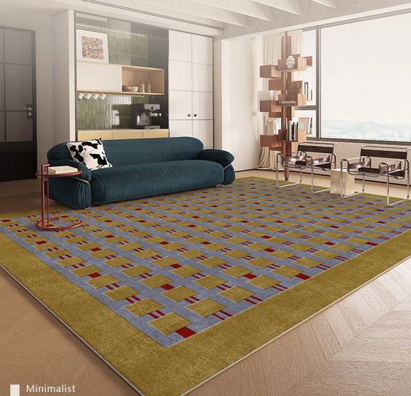 Mid Century Modern Rugs for Living Room, Vintage Area Rugs for Bedroom, Large Contemporary Area Rugs for Dining Room-HomePaintingDecor