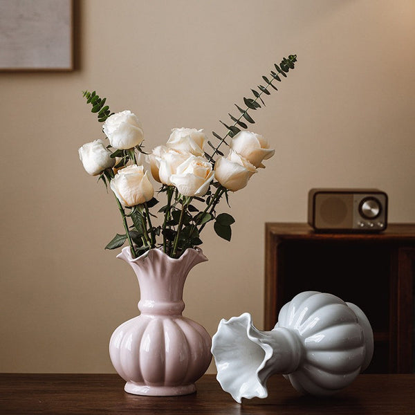 Handmade Water Holding Flower Vase, Ceramic Bud Vases, Small Flower Vases on Table, Rustic Porcelain Flower Vases-HomePaintingDecor