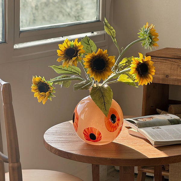 Glass Bud Vases, Handmade Vintage Glass Flower Vases, Water Holding Flower Vases, Flower Vases on Table-HomePaintingDecor