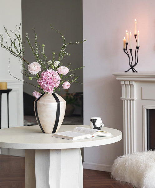 Centerpiece Ceramic Bouquet Vases, Porcelain Vases for Modern Home Decor, Large Contemporary Vases on Dining Table, Handmade Modern Flower Vase-HomePaintingDecor