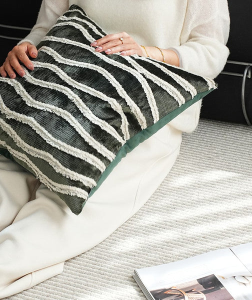 Large Simple Throw Pillow for Bedroom, Contemporary Pillows, Abstract Decorative Throw Pillows, Green Square Modern Throw Pillows for Couch-HomePaintingDecor