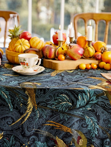 Modern Table Covers for Kitchen, Waterproof Tablecloth, Blue Rectangle Tablecloth for Dining Room Table, Nightingale Bird Tablecloth, Farmhouse Table Cloth