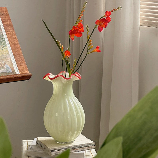 French Vintage Glass Flower Vases, Glass Bud Vases, Flower Vases on Table, Handmade Water Holding Flower Vases-HomePaintingDecor