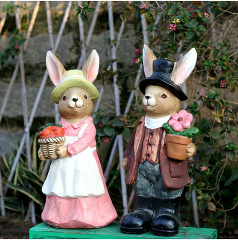 Garden Animal Sculpture Rabbit Statues, Garden Decor Ideas, Animal Statue for Garden Ornament, Villa Courtyard Decor, Outdoor Garden Decoration-HomePaintingDecor