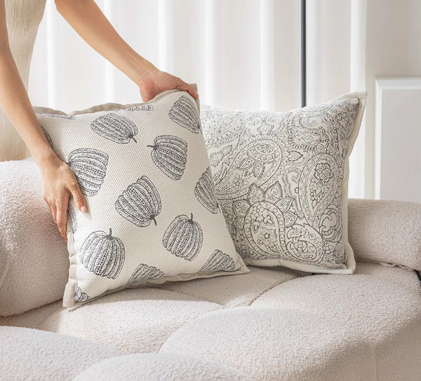 Decorative Throw Pillows for Couch, Embroider Flower Pillow Covers, Farmhouse Flower Decorative Pillows, Modern Sofa Pillows-HomePaintingDecor