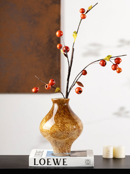 Modern Glass Bud Vases, Centerpiece Vases on Table, Handmade Liuli Vases, Color Glaze Vase, Contemporary Vases for Modern Home Decor-HomePaintingDecor