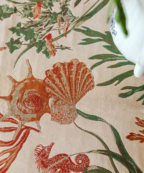 Modern Rectangle Tablecloth for Dining Room Table, Sea Shell Pattern Tablecloth, Square Tablecloth, Farmhouse Table Cloth, Wedding Tablecloth-HomePaintingDecor